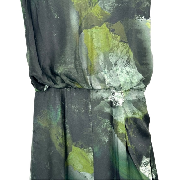 All Saints Isa Appalachian Abstract Green Silk Blend Sheath Midi Dress sz 4 - Picture 11 of 16